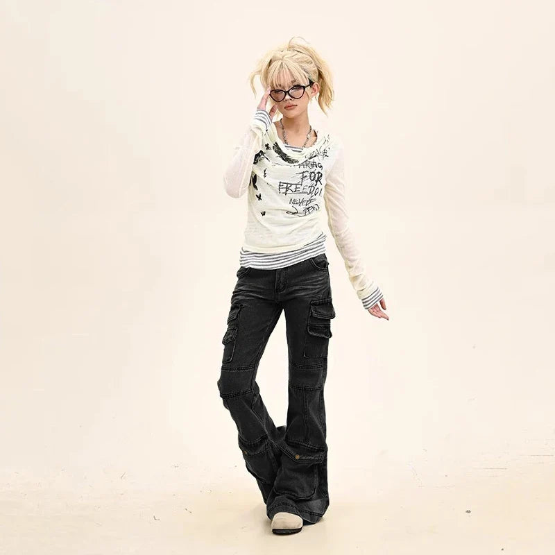 Isolierte, kühlende Slim-Fit-Cargojeans in Schwarz