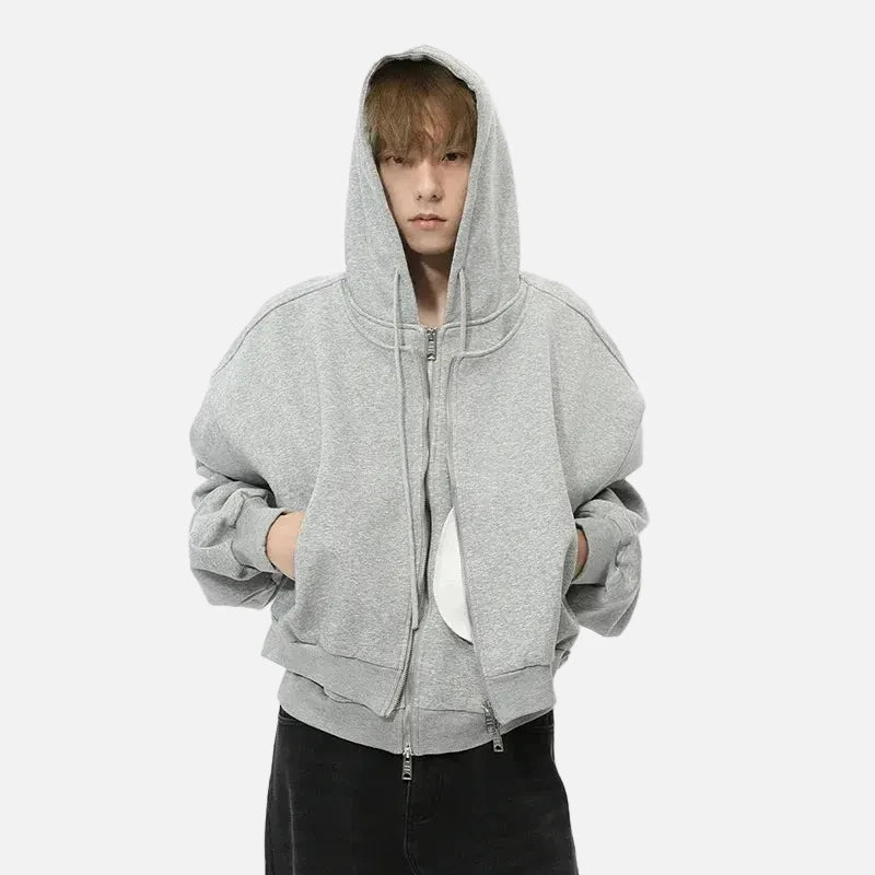 Doppellagiger Kapuzenpullover mit Kordelzug