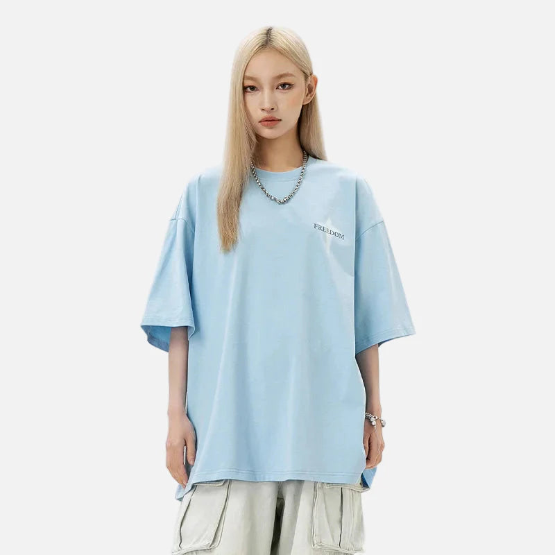 Y2K Oversized Freedom Hip Hop Print T-Shirt