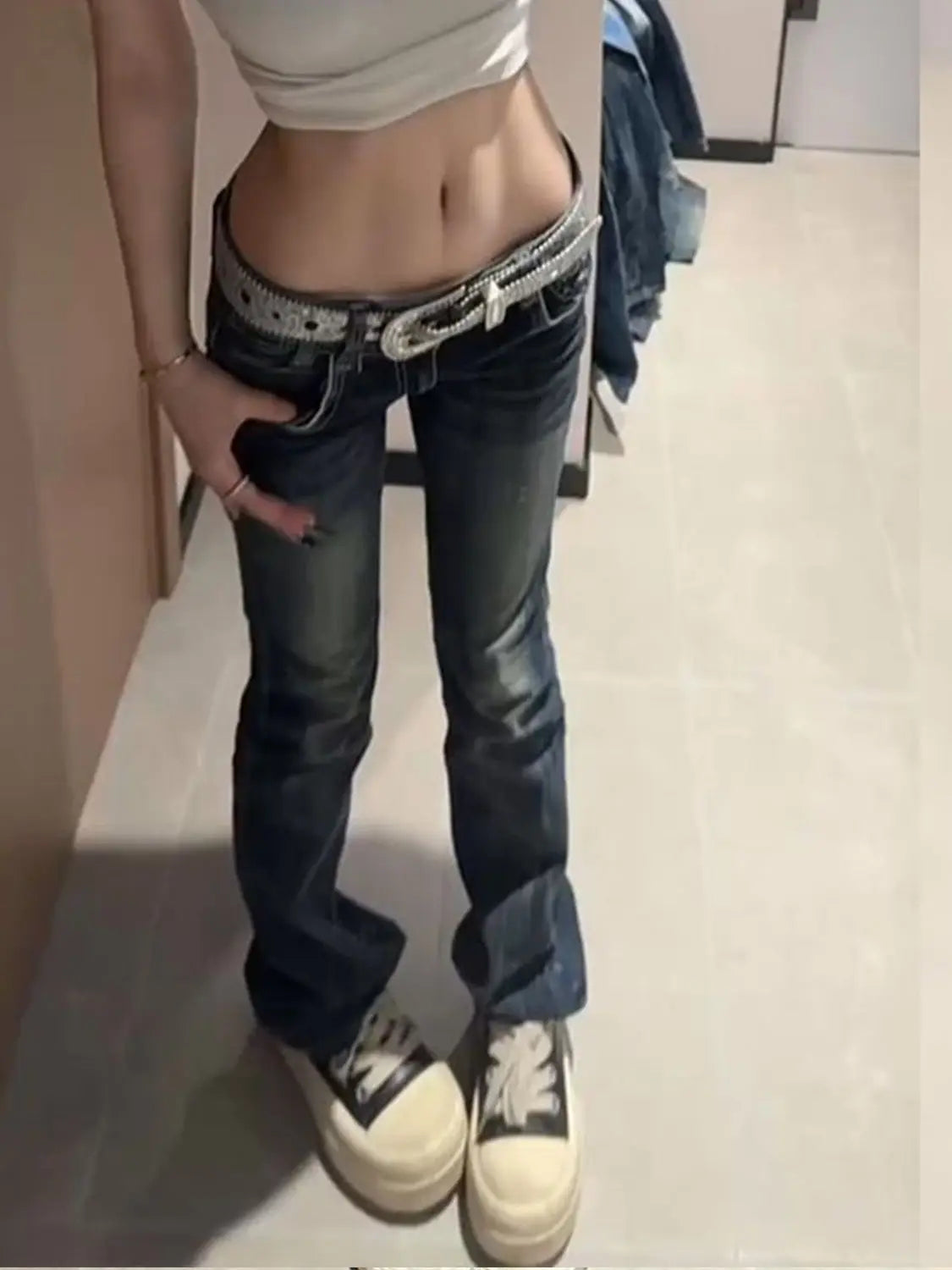 Vintage High Waisted Aesthetic Etui-Jeans