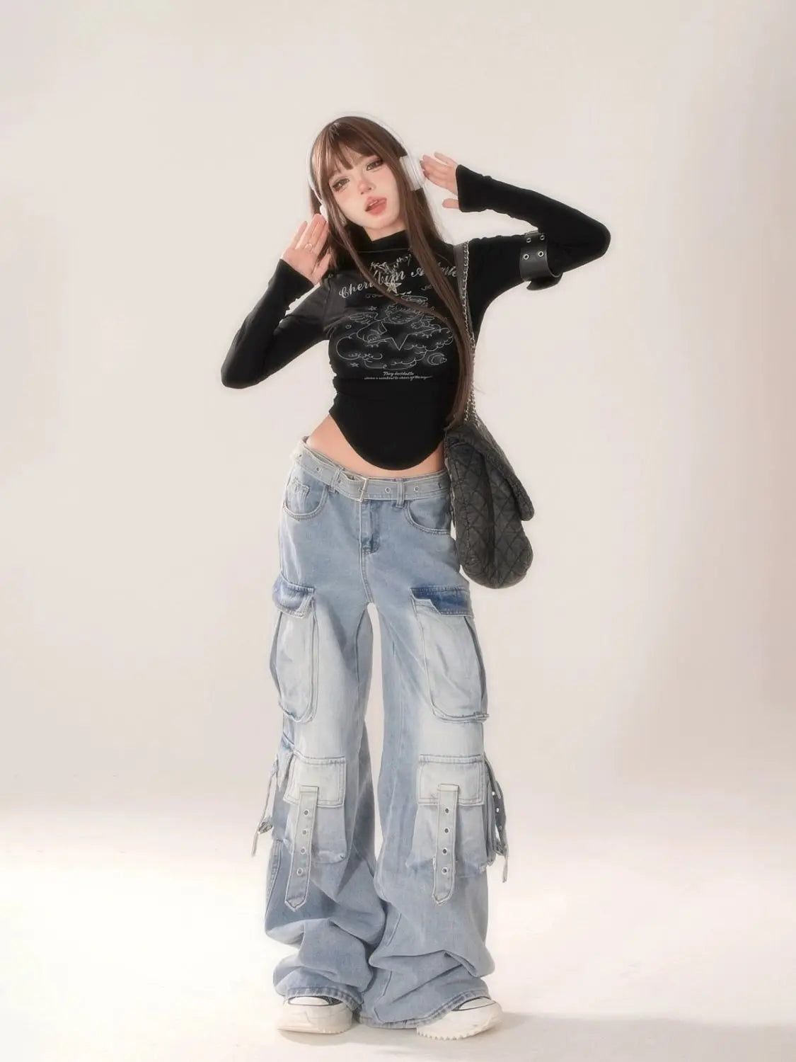 High Street Washed Multi Pocket Jeans