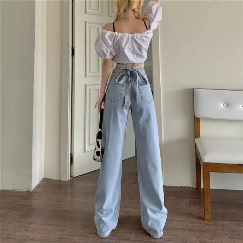 Koreanische Retro-Jeans mit hohem Bund