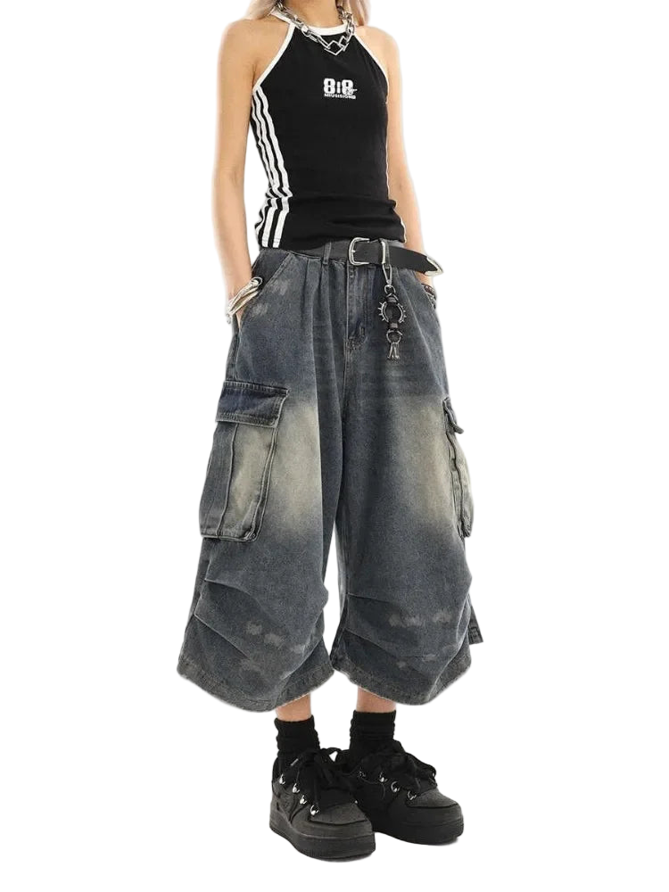 Vintage Washed Workwear Denim Jorts