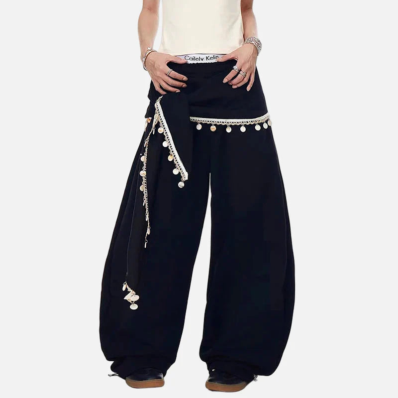 Strapazierfähige, übergroße Jogginghose im japanischen Stil mit coolem Print