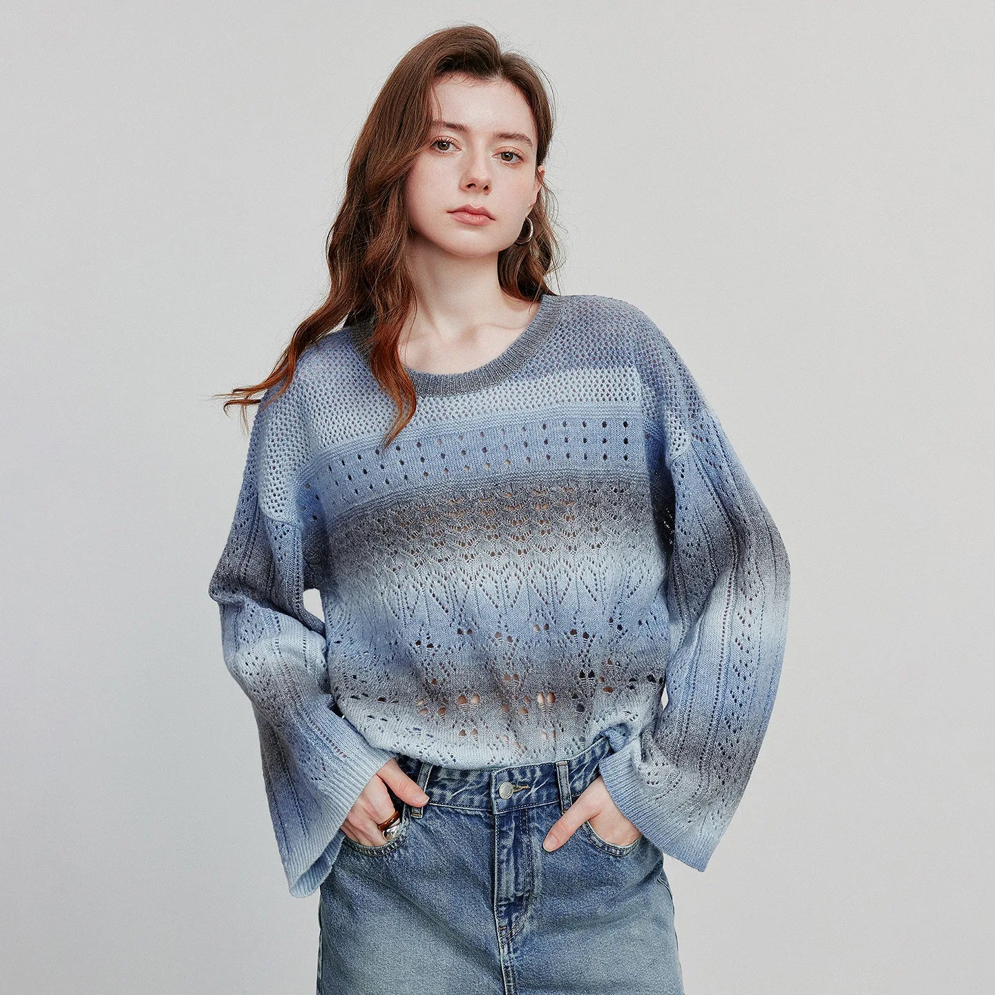 Strickpullover aus Mohair mit Farbverlauf für Damen