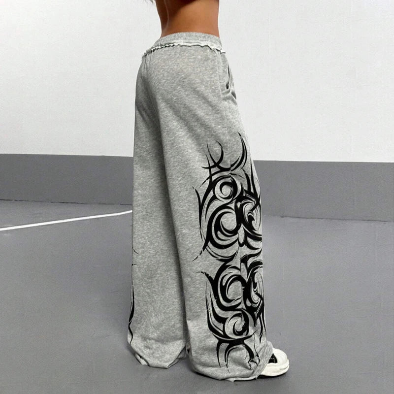 Pantalon de survêtement tendance taille haute et ample