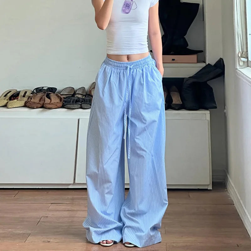 Jogger ample à taille élastique imprimée à rayures