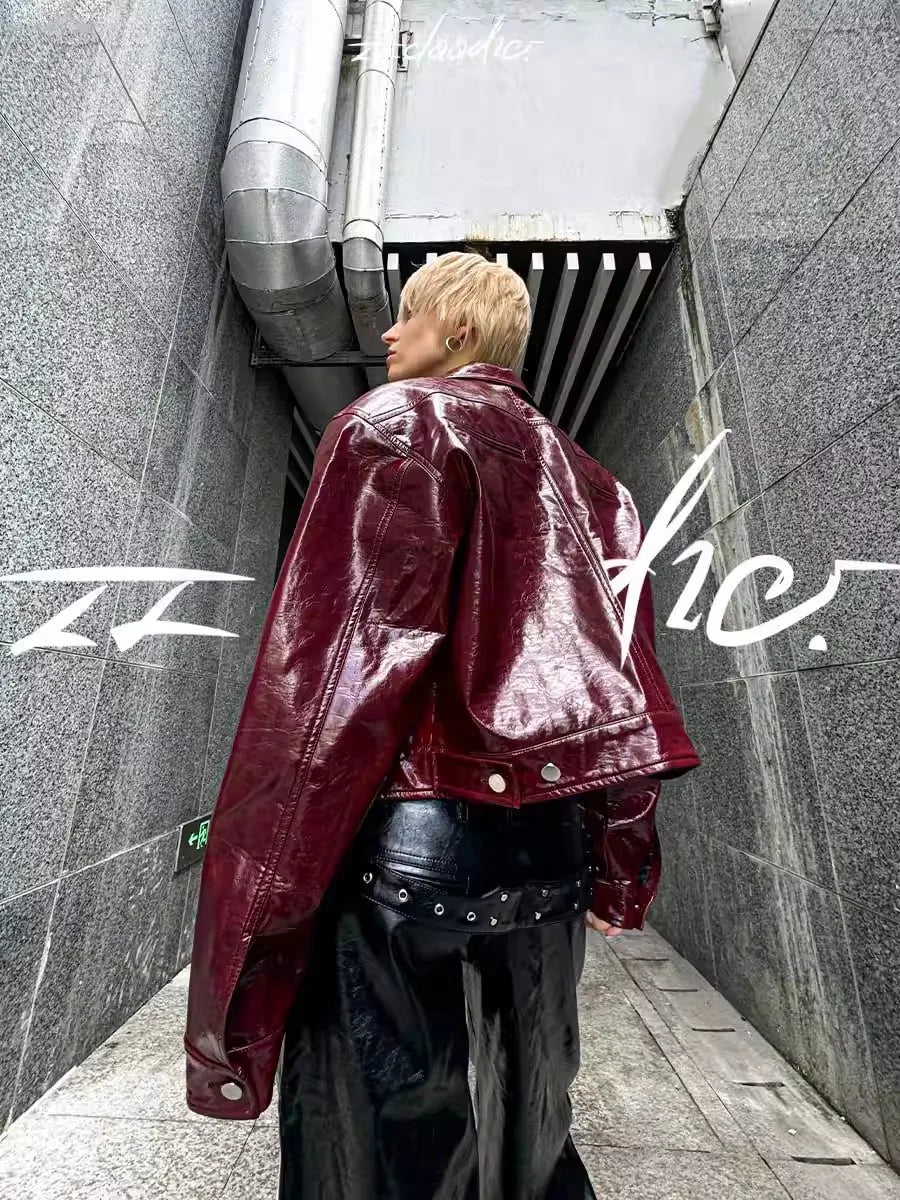 Strapazierfähige, luftige Oversize-PU-Lederjacke für den Herbst