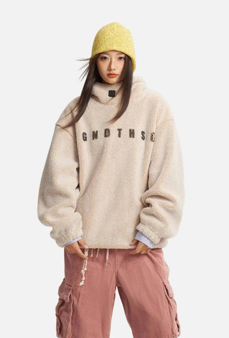 Y2K Kuscheliger Oversize-Fleece-Hoodie aus Kunstpelz