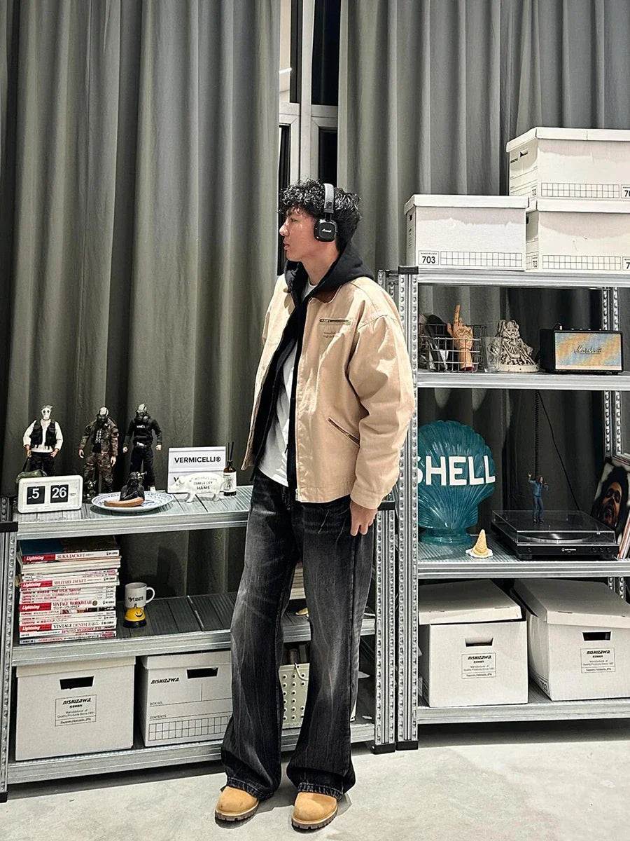 Jean large en denim de qualité supérieure à taille haute