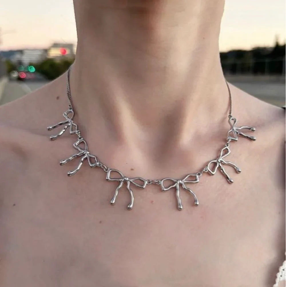 Stainless Steel Coquette Bowknot Necklace