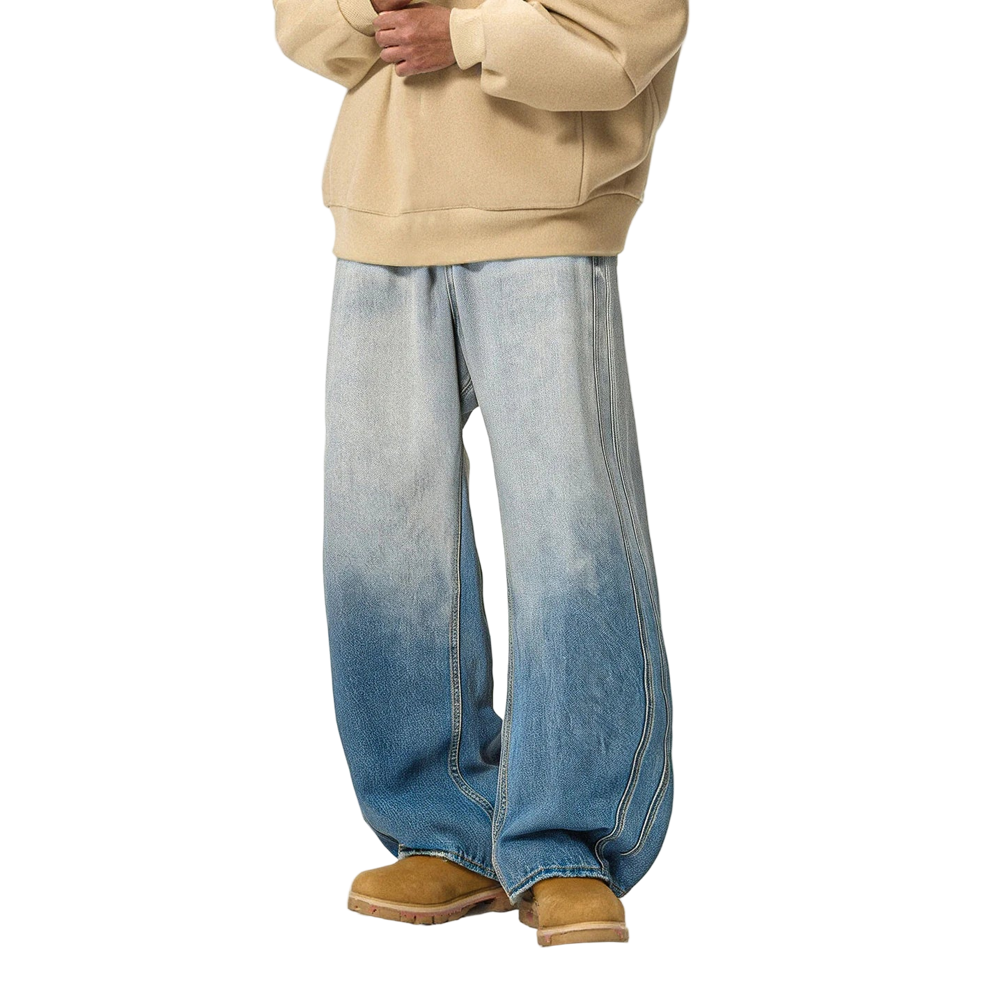 Gradient Ripped Wide-Leg Men’s Jeans