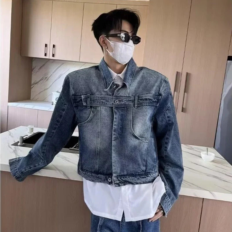 Veste en jean délavée polyvalente de style coréen