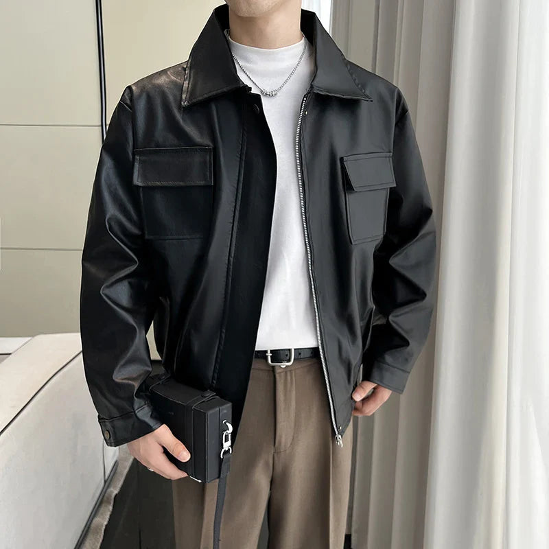 Veste classique élégante coupe-vent et imperméable en cuir PU