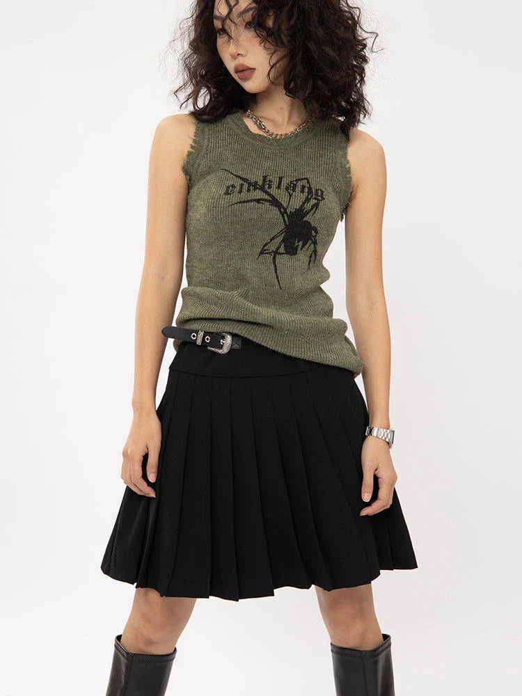 Vintage Spider Pattern Knitted Vest T-Shirt