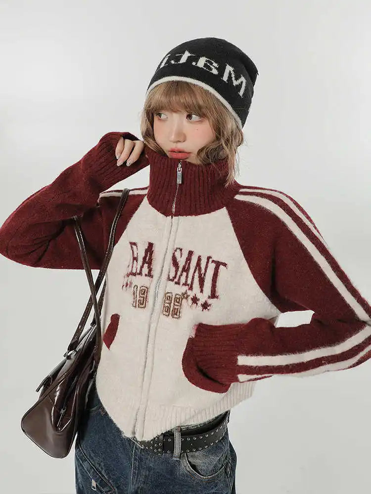 Vintage-Sweatshirt im amerikanischen Stil mit hohem Kragen