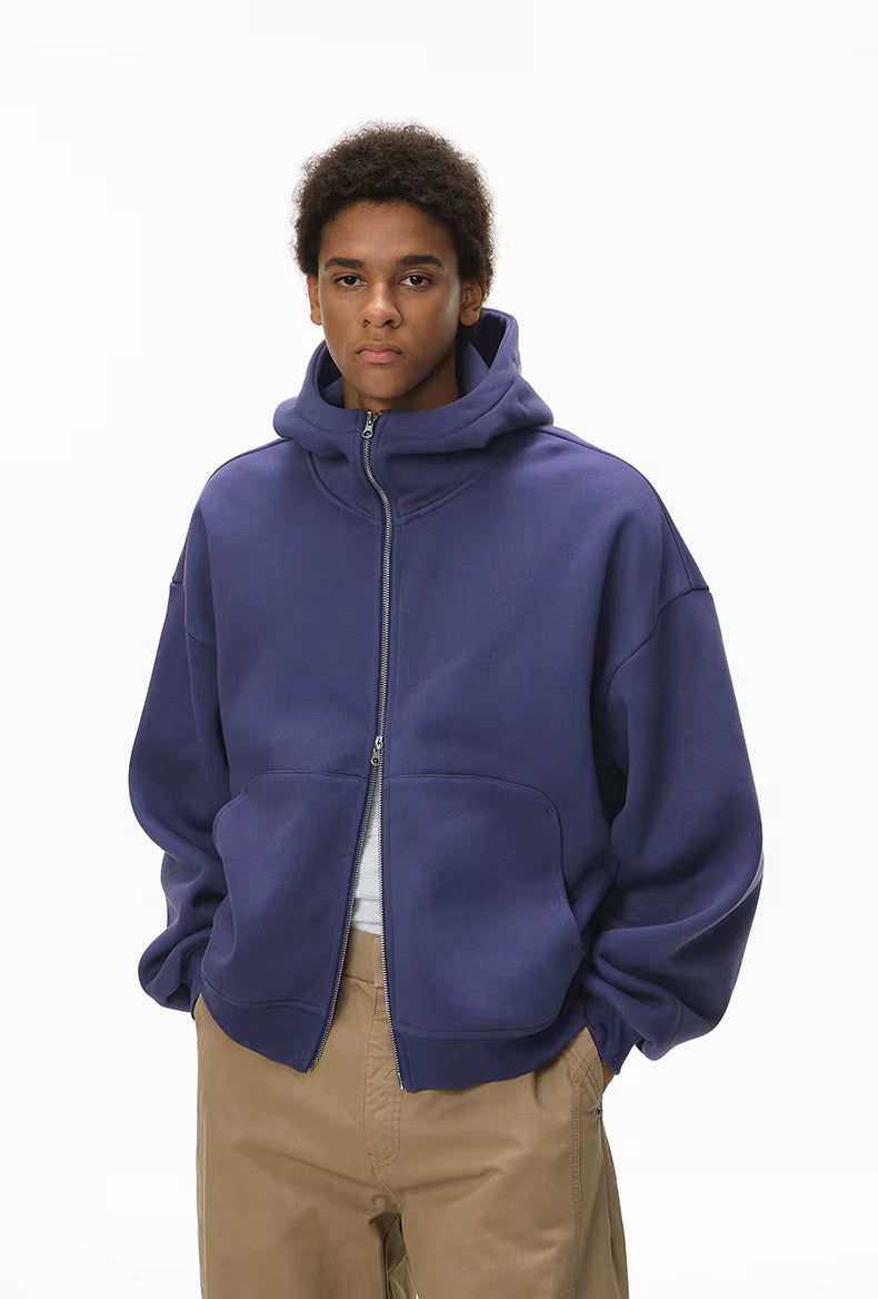 Curved Sleeve Boxy Men’s Fleece Hoodie Jacket