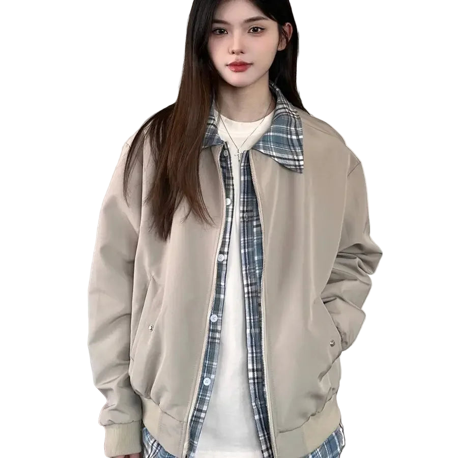 French Retro College Style Plaid Jacket