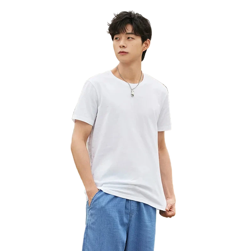 T-shirt uni extensible à col rond simple