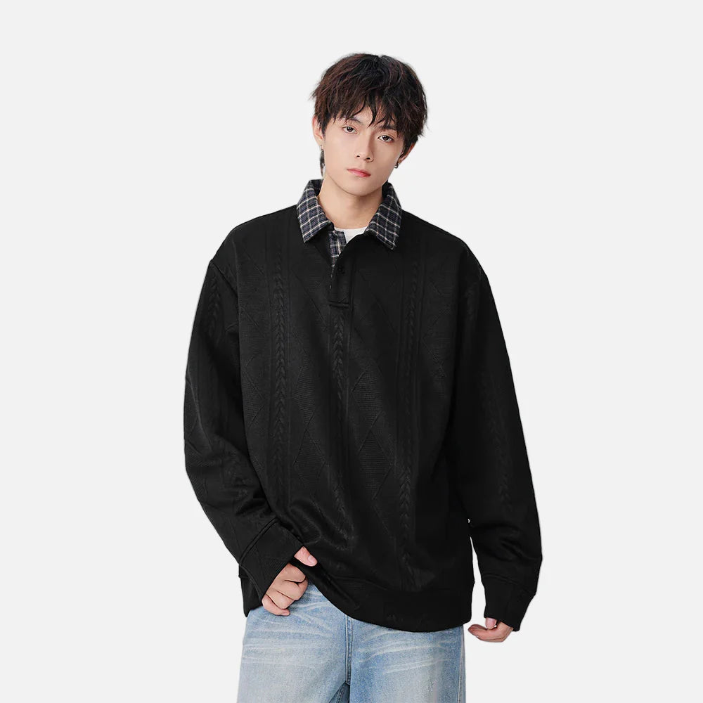 Pull polo ample à col à carreaux style années 2000