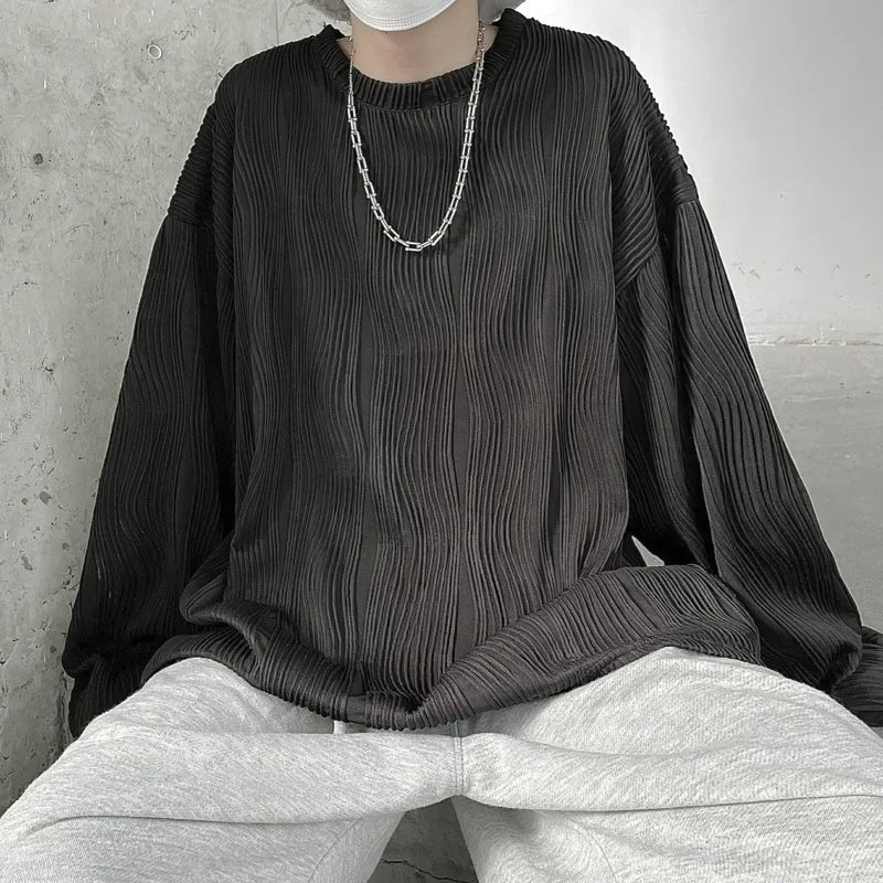 Versatile Hip Hop Solid Color Long Sleeve T-Shirt