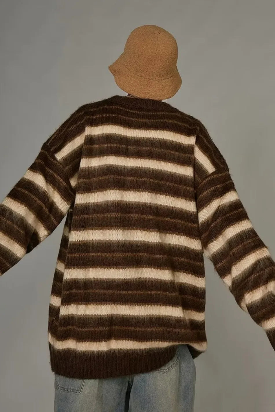 Gestreifter Strickpullover im Vintage-Stil im amerikanischen Stil