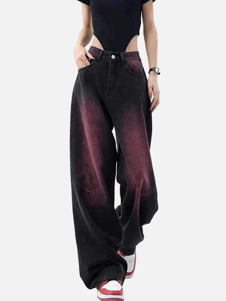 Strapazierfähige Gothic Hip Hop Wide Leg Jeans