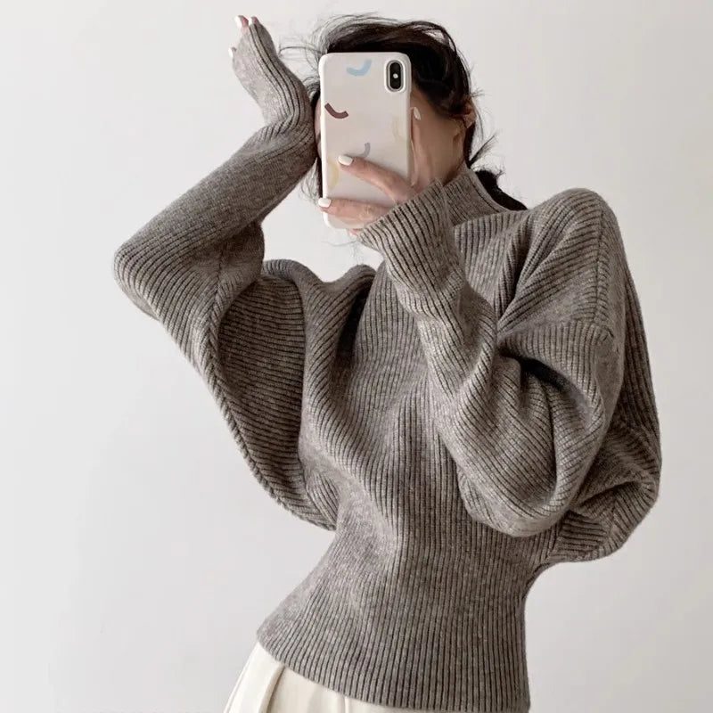 Pull en maille à manches bouffantes élégant pour femme
