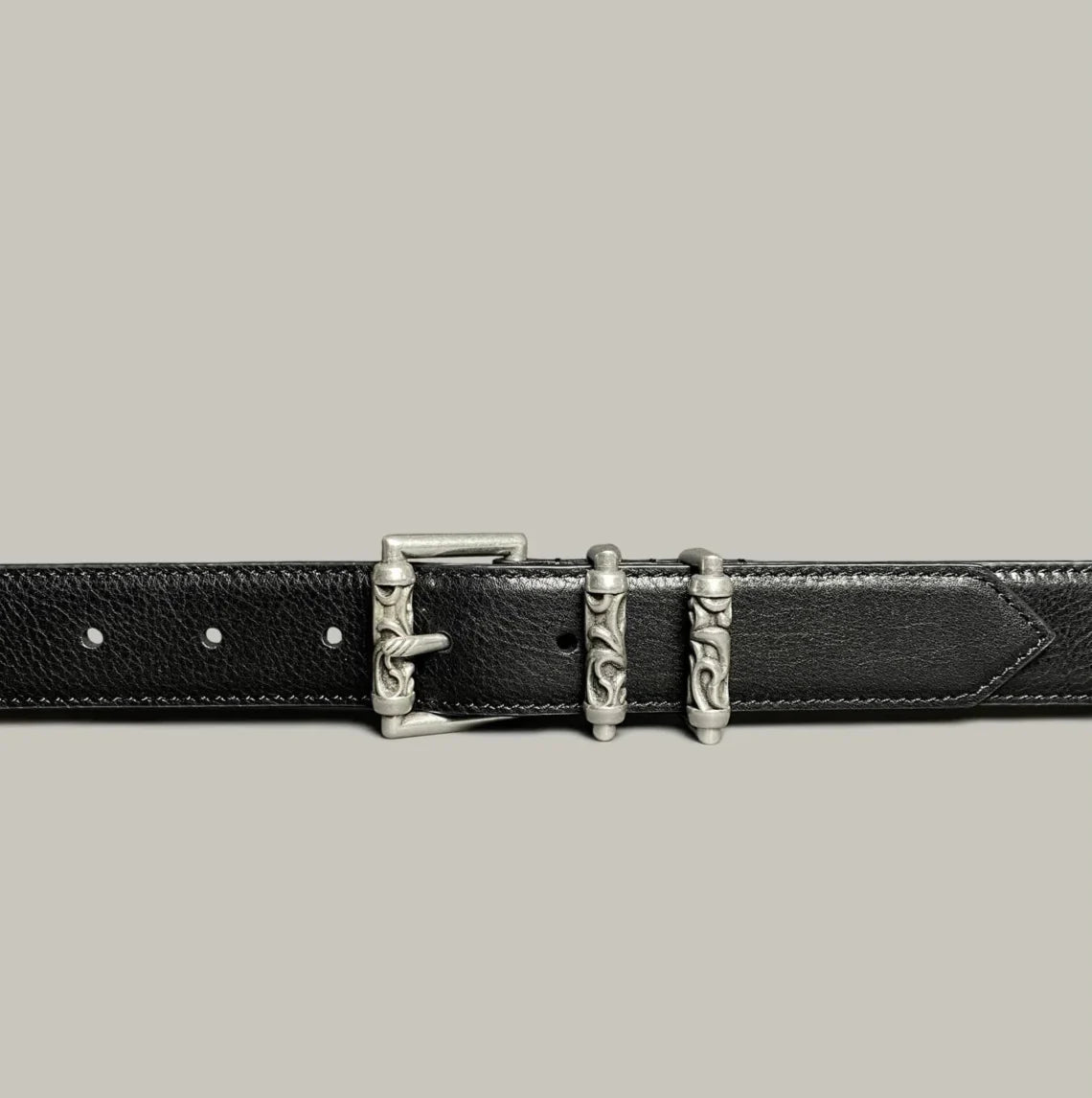 Ancient Silver Pin Buckle Leather Belt