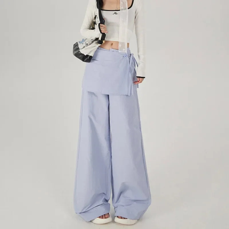 Vintage-Freizeithose mit Schnürung und hohem Bund