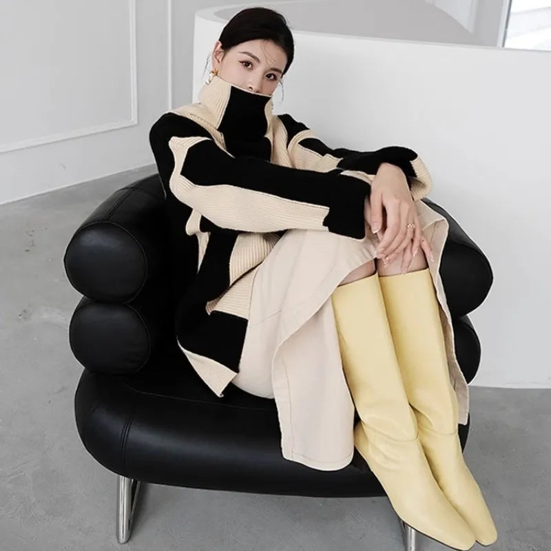 Pull en maille rayée rétro pour femme