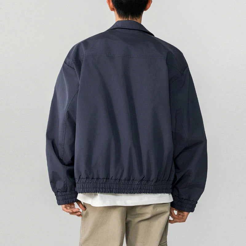 Veste classique décontractée à fermeture éclair de couleur unie