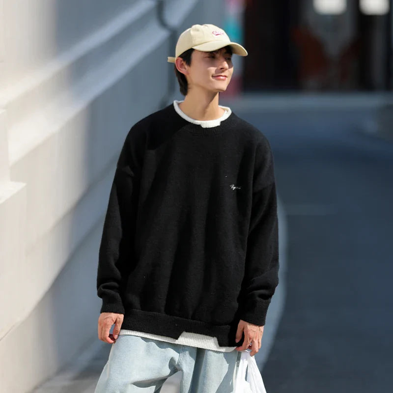 Gemütlicher, zweiteiliger Strickpullover im Fake-Look