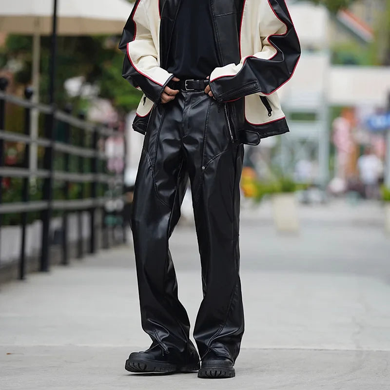 Schwarze wasserdichte Motorradlederhose