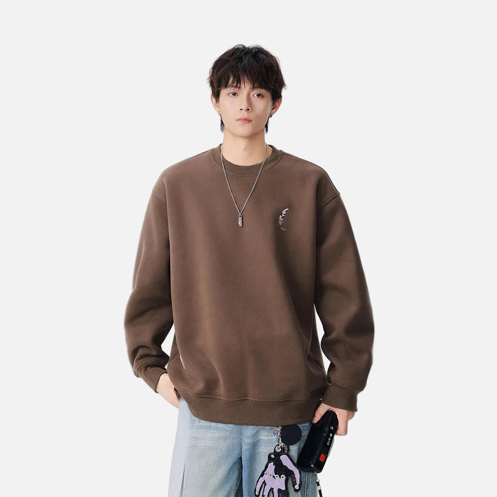 Weiches, besticktes Sweatshirt mit Rundhalsausschnitt