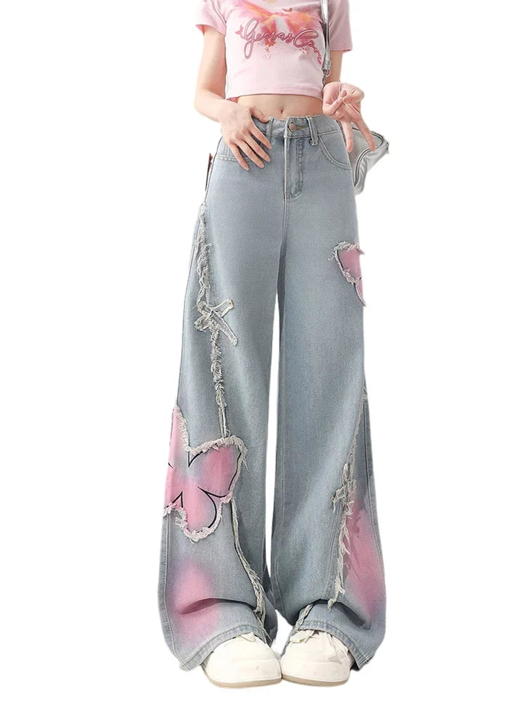 Y2K Butterfly Edge Distressed Jeans