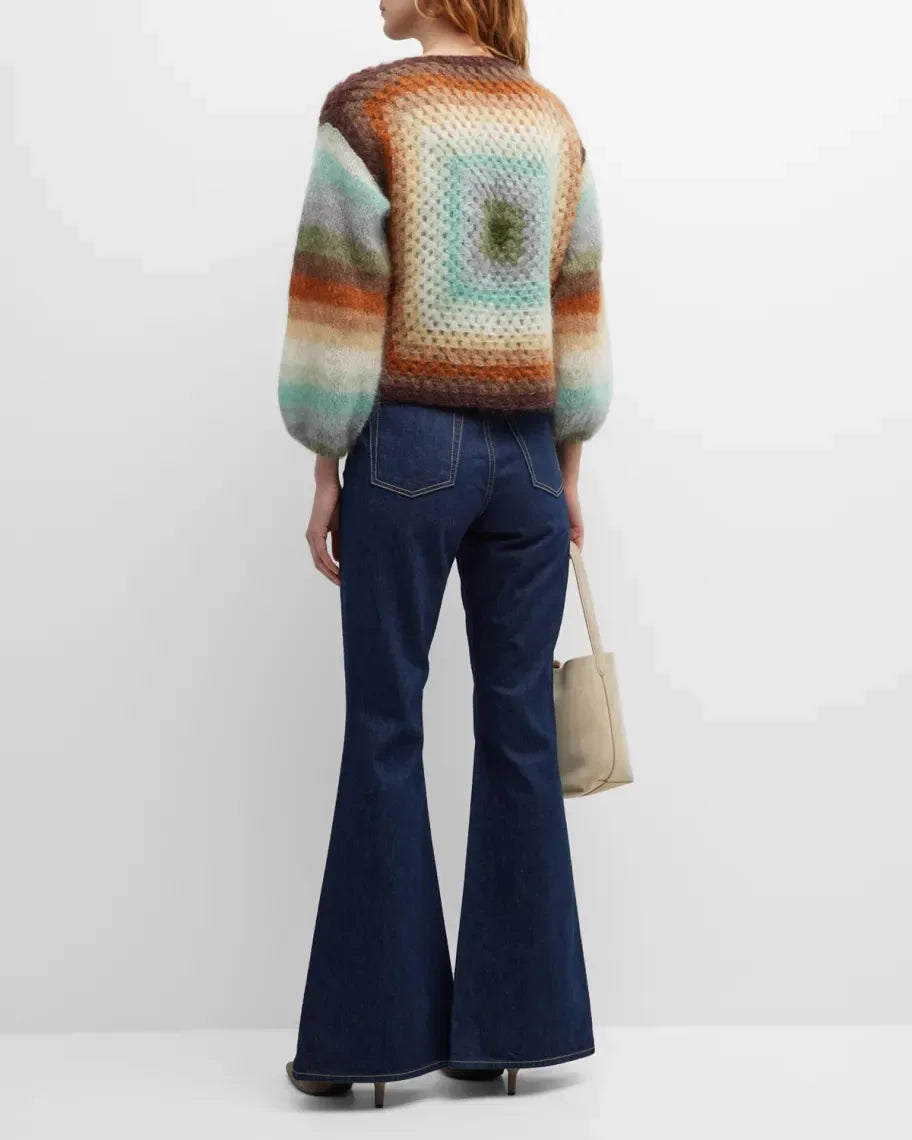 Luxuriöser, vielseitiger gestreifter Strickpullover