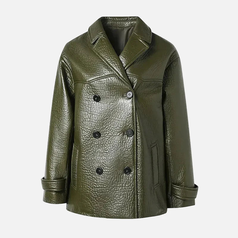 Veste d'automne ample en cuir PU véritable