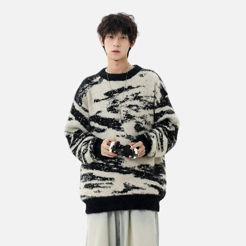 Pull d'hiver souple à motif géométrique