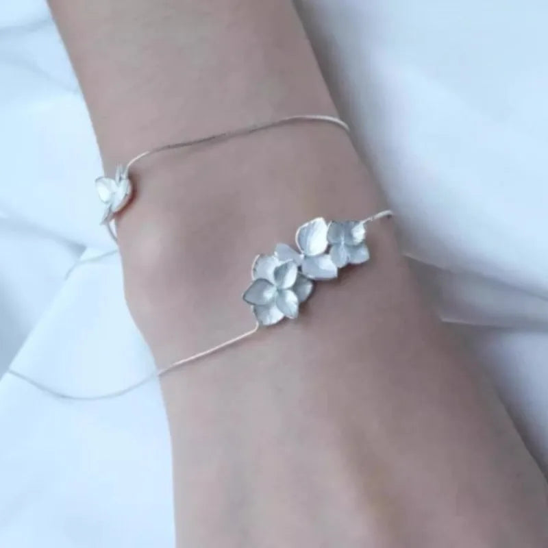 Fine Sterling Silver Flower Choker Necklace