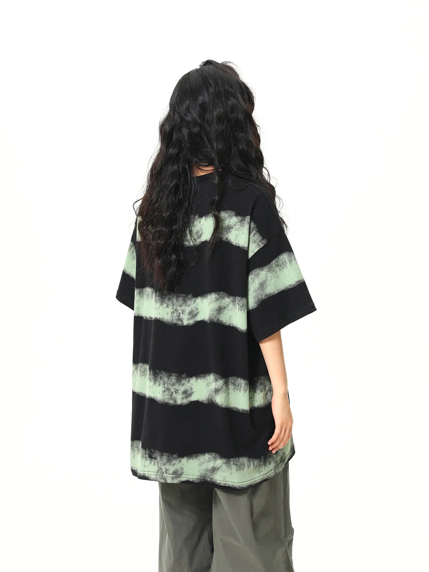 Streetwear Striped Retro Inkjet T-Shirt