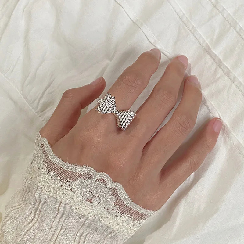 기하학적 나비 넥타이 리본 펑크 반지