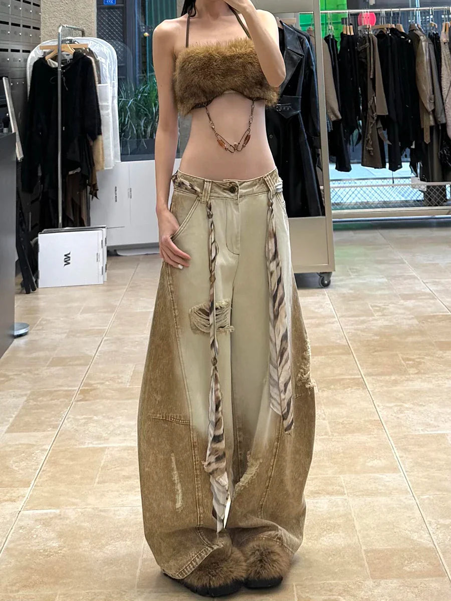 Jean boyfriend vintage délavé ombré et usé