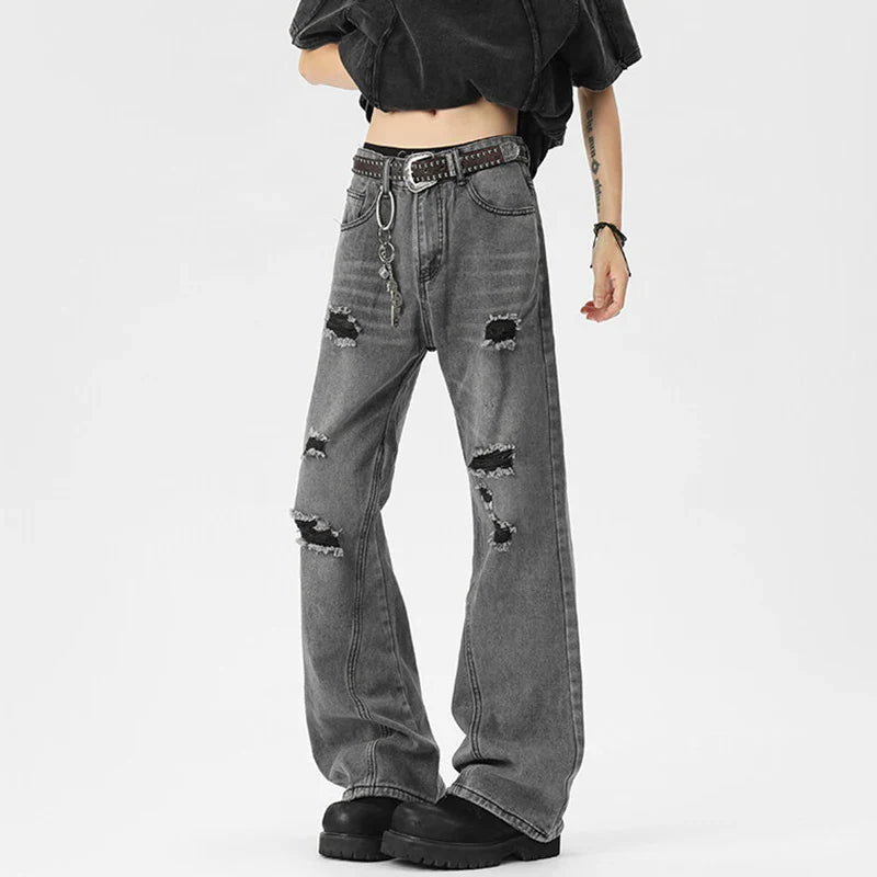 Oversized Energy Broken Hole Slim Jeans