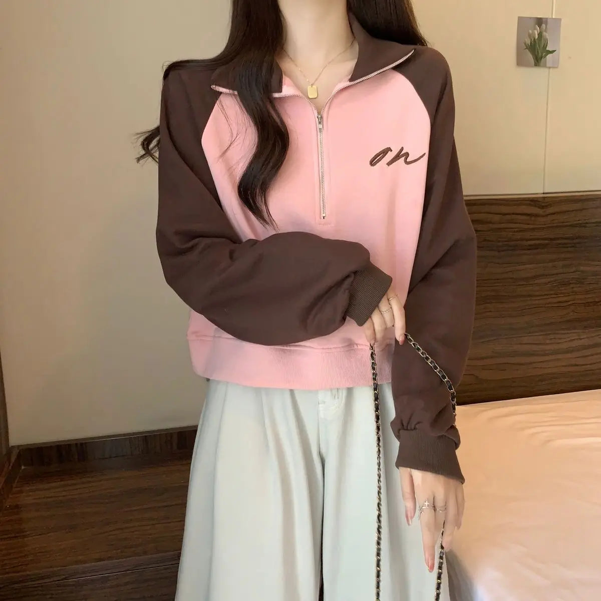 Chill Fit Loose Zipper Retro Langarm-Sweatshirt