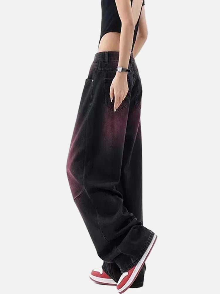 Strapazierfähige Gothic Hip Hop Wide Leg Jeans