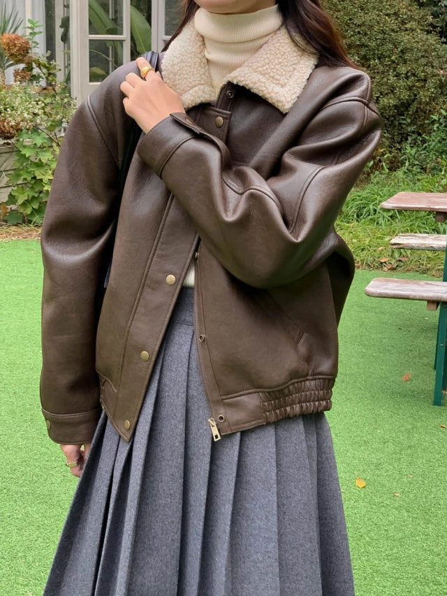 Französische Retro-Motorradjacke aus Kunstleder