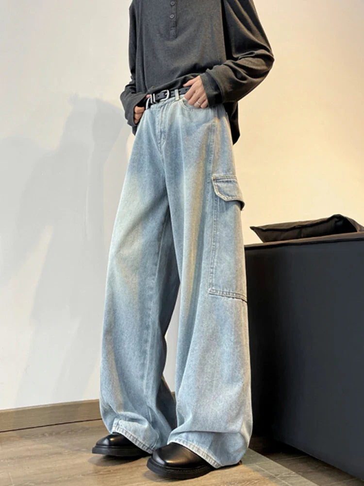 Vintage Wide Leg Cargo Denim Jeans