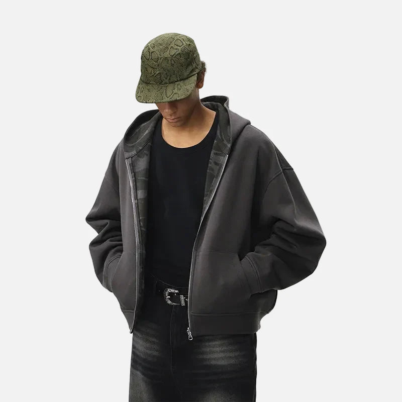 Wendbarer Kapuzenpullover mit Reißverschluss im Camouflage-Look