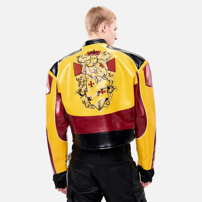 Veste en cuir brodé polyvalente de haute qualité